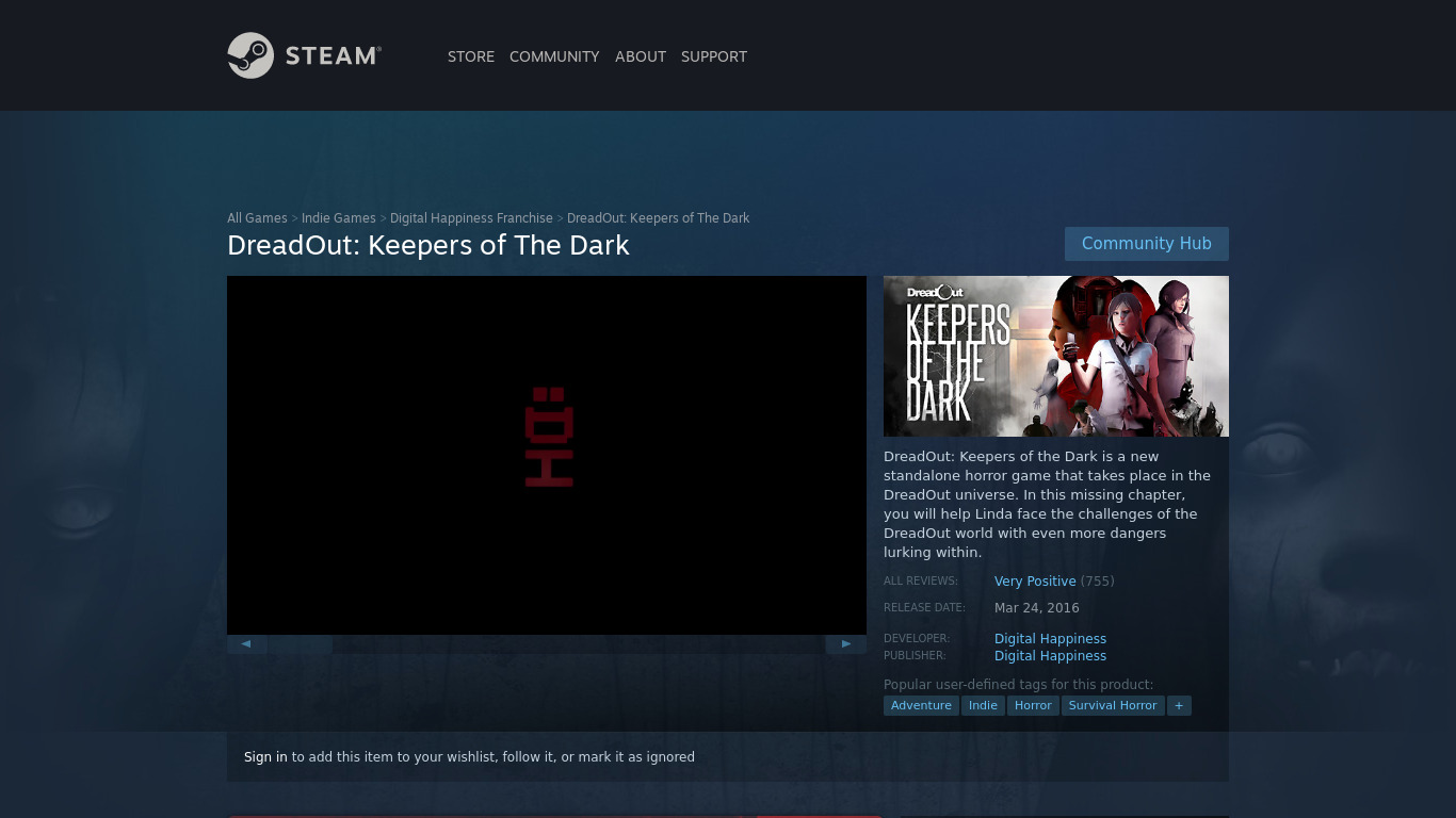 DreadOut: Keepers of The Dark Landing page