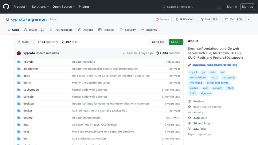 Algernon Landing Page