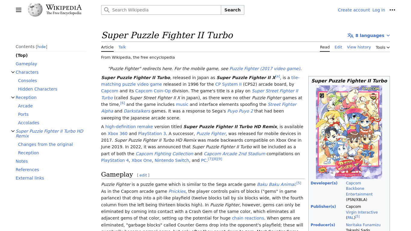 Super Puzzle Fighter II Turbo Landing page