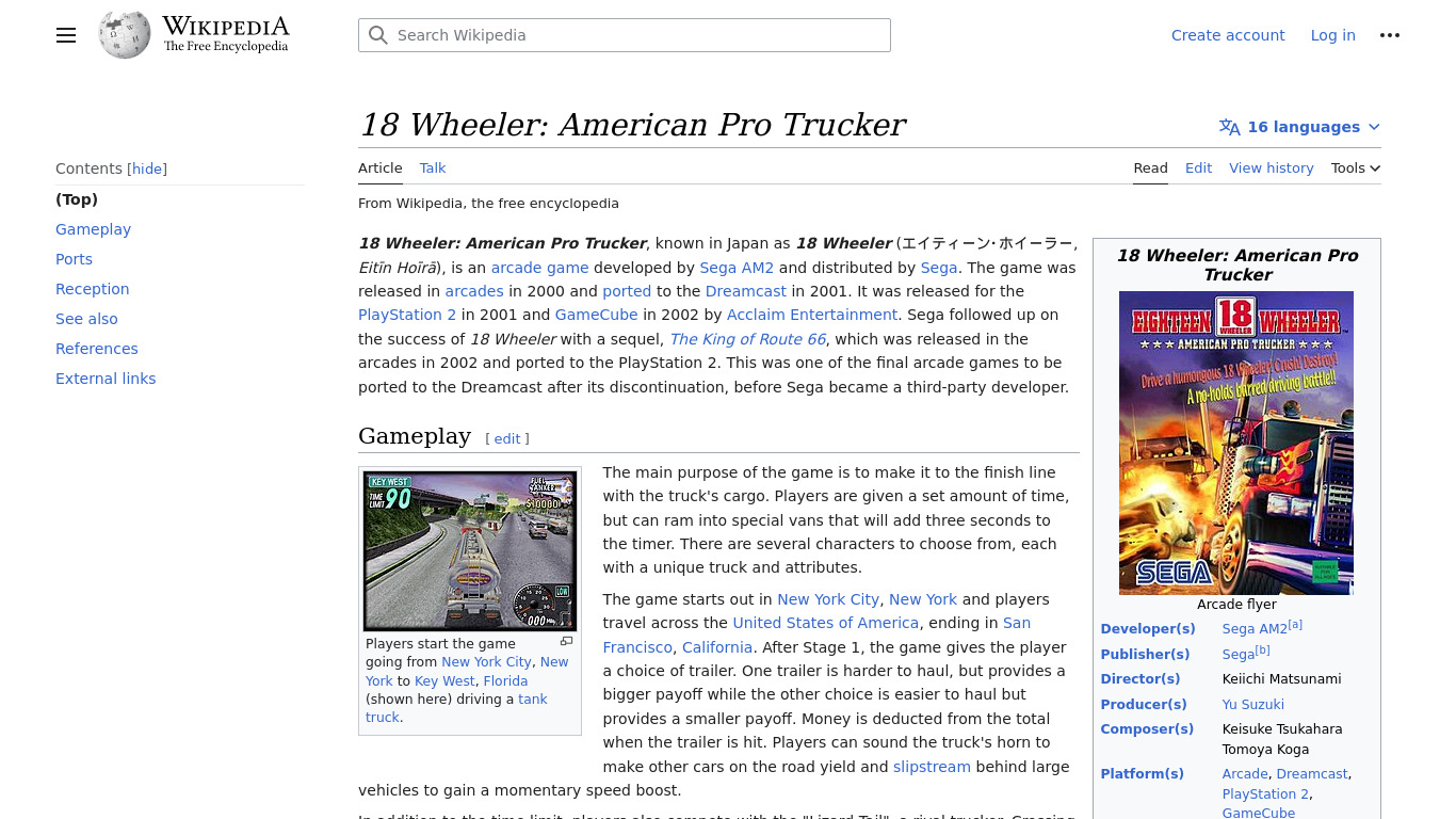 18 Wheeler: American Pro Trucker Landing page