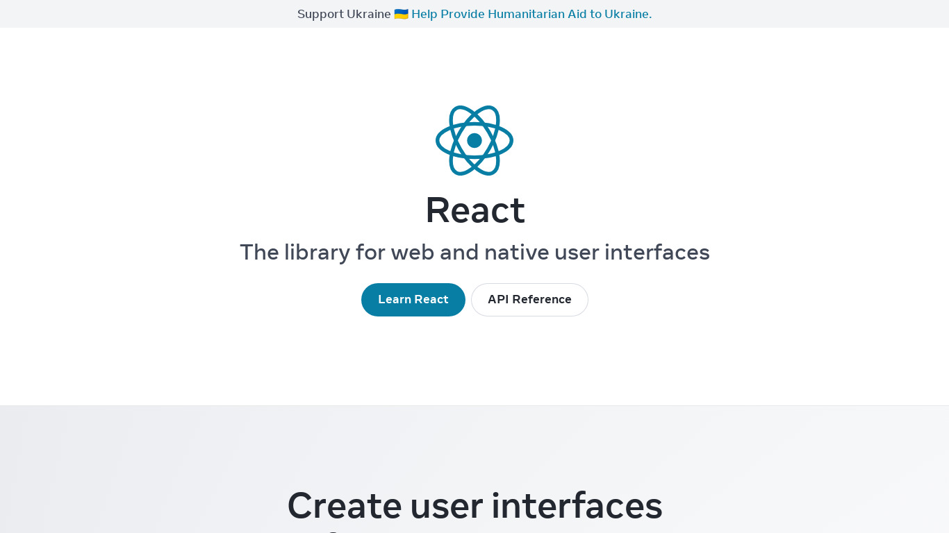 React with pre-made components Landing page