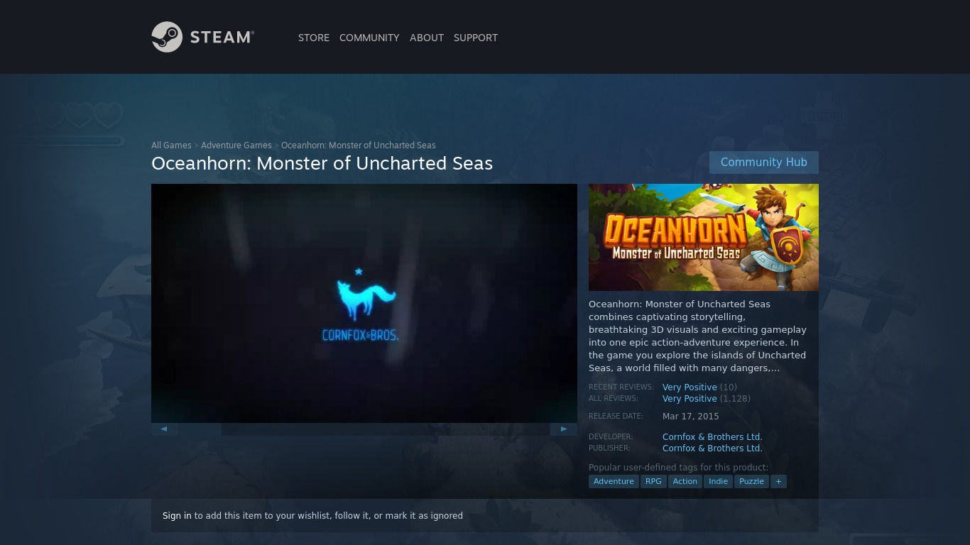 Oceanhorn: Monster of Uncharted Seas Landing page
