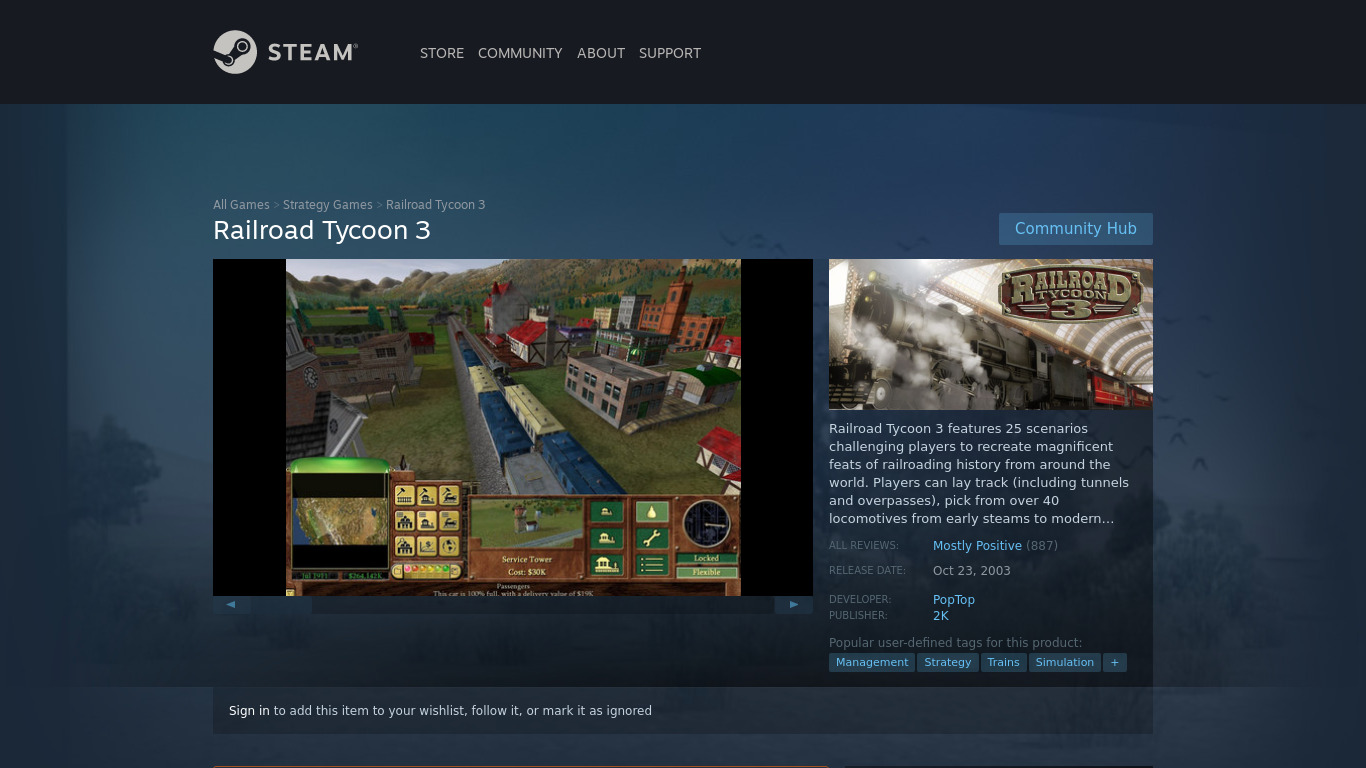 Railroad Tycoon 3 Landing page