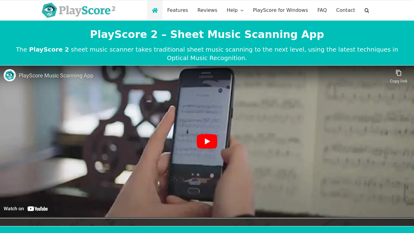 PlayScore Landing page
