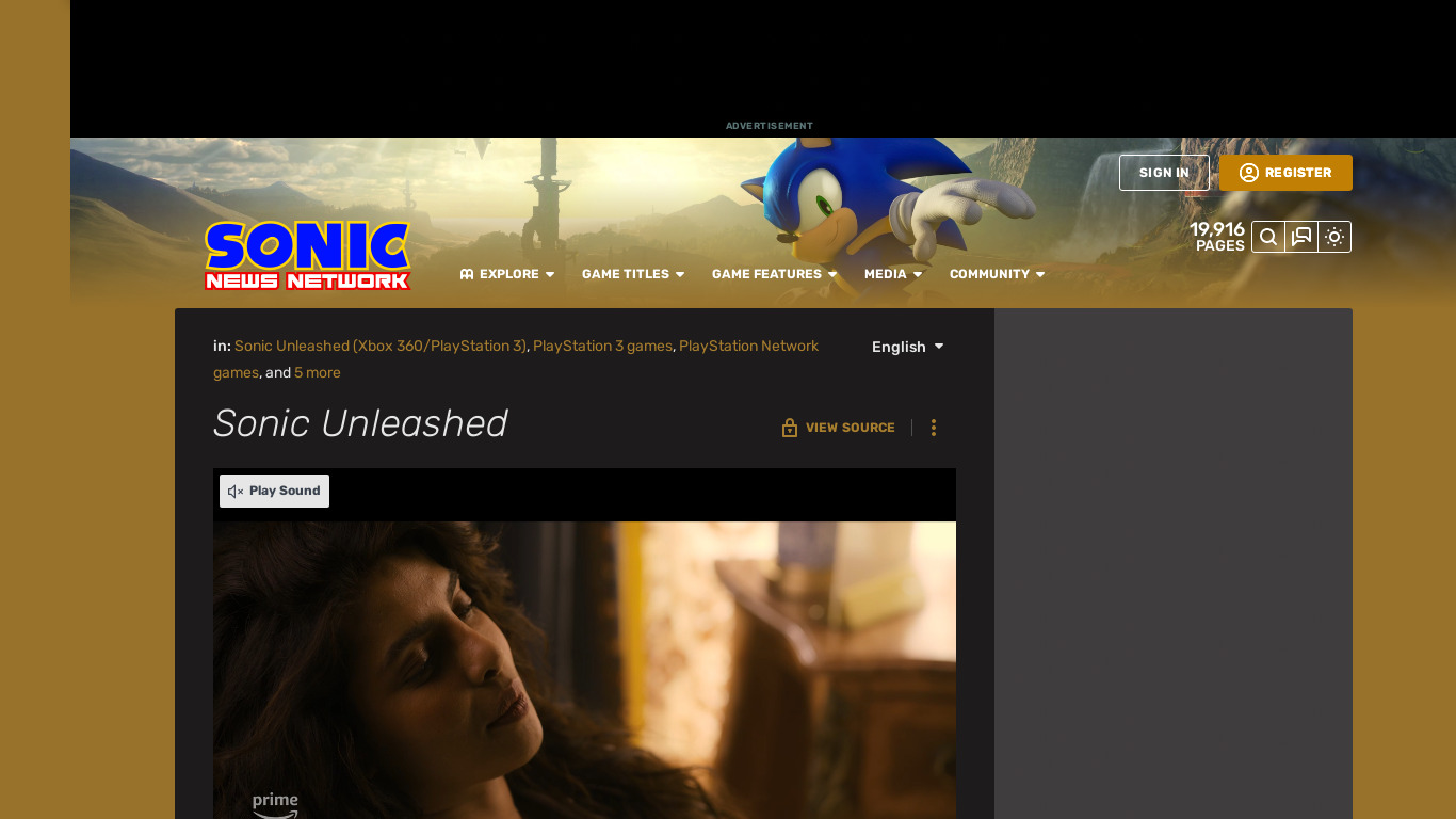 Sonic Unleashed Landing page