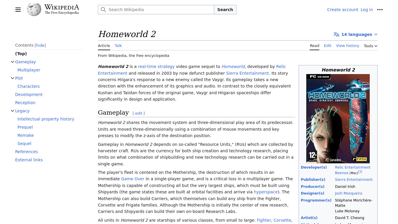 Homeworld 2 Landing page