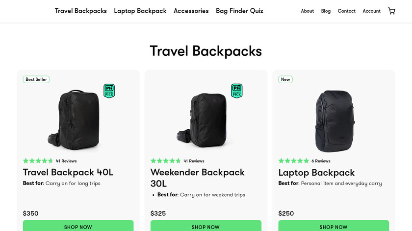 Tortuga Travel Backpack Landing Page
