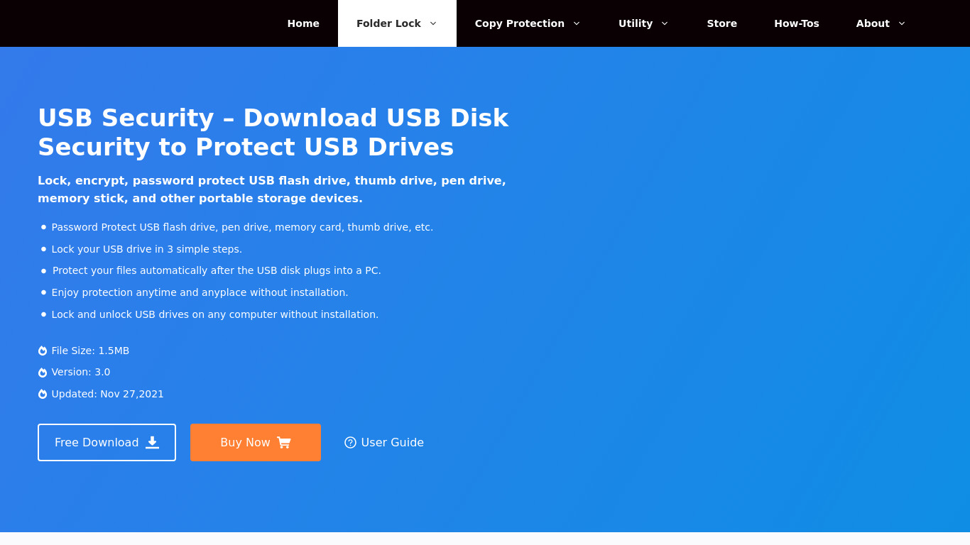 Kakasoft USB Security Landing page