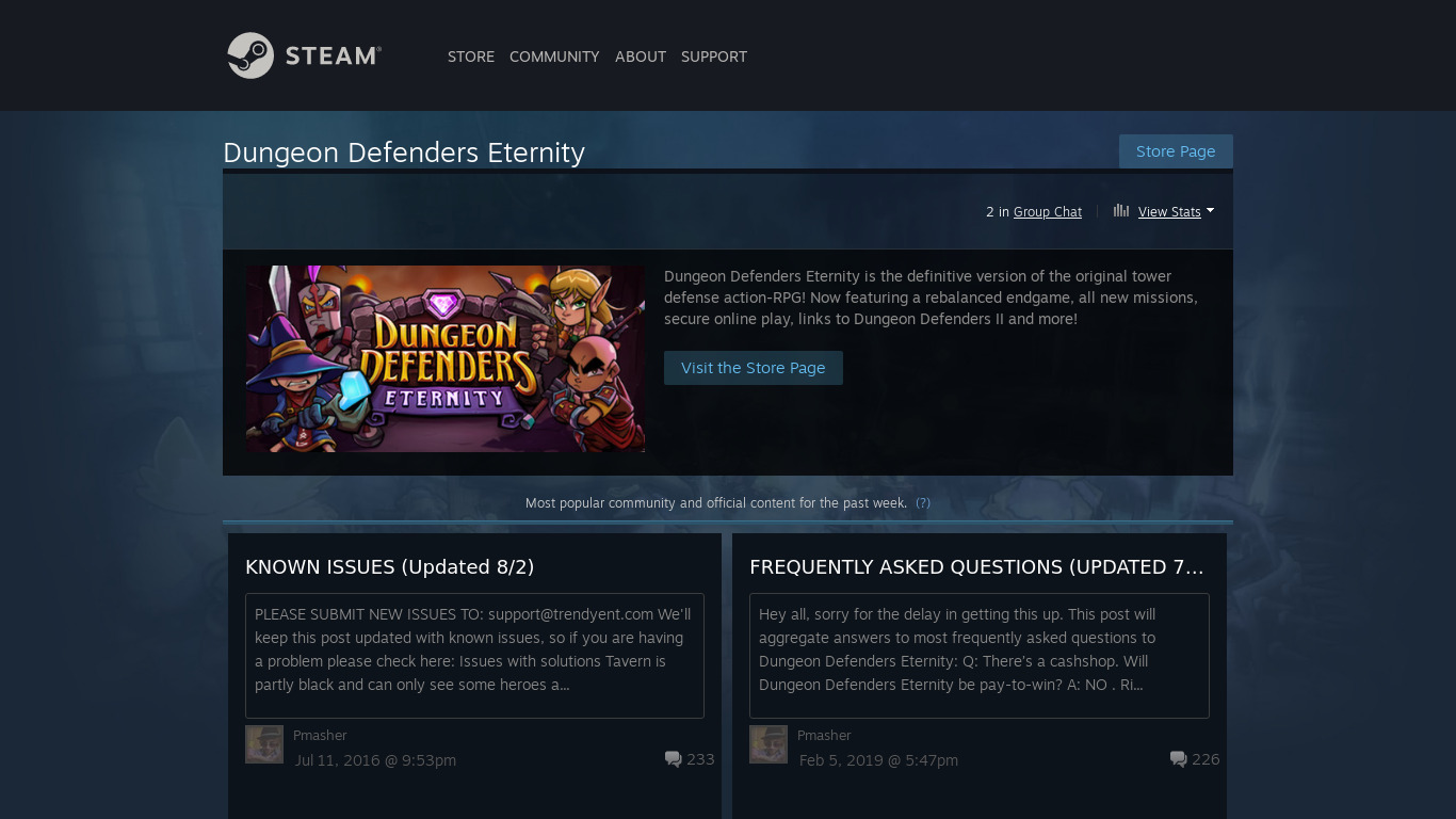 Dungeon Defenders: Eternity Landing page