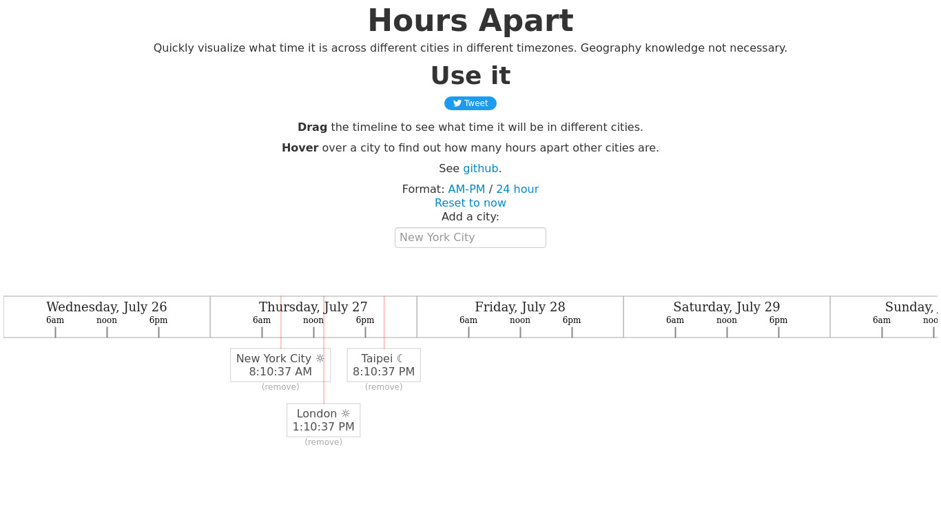 Hours Apart Landing page