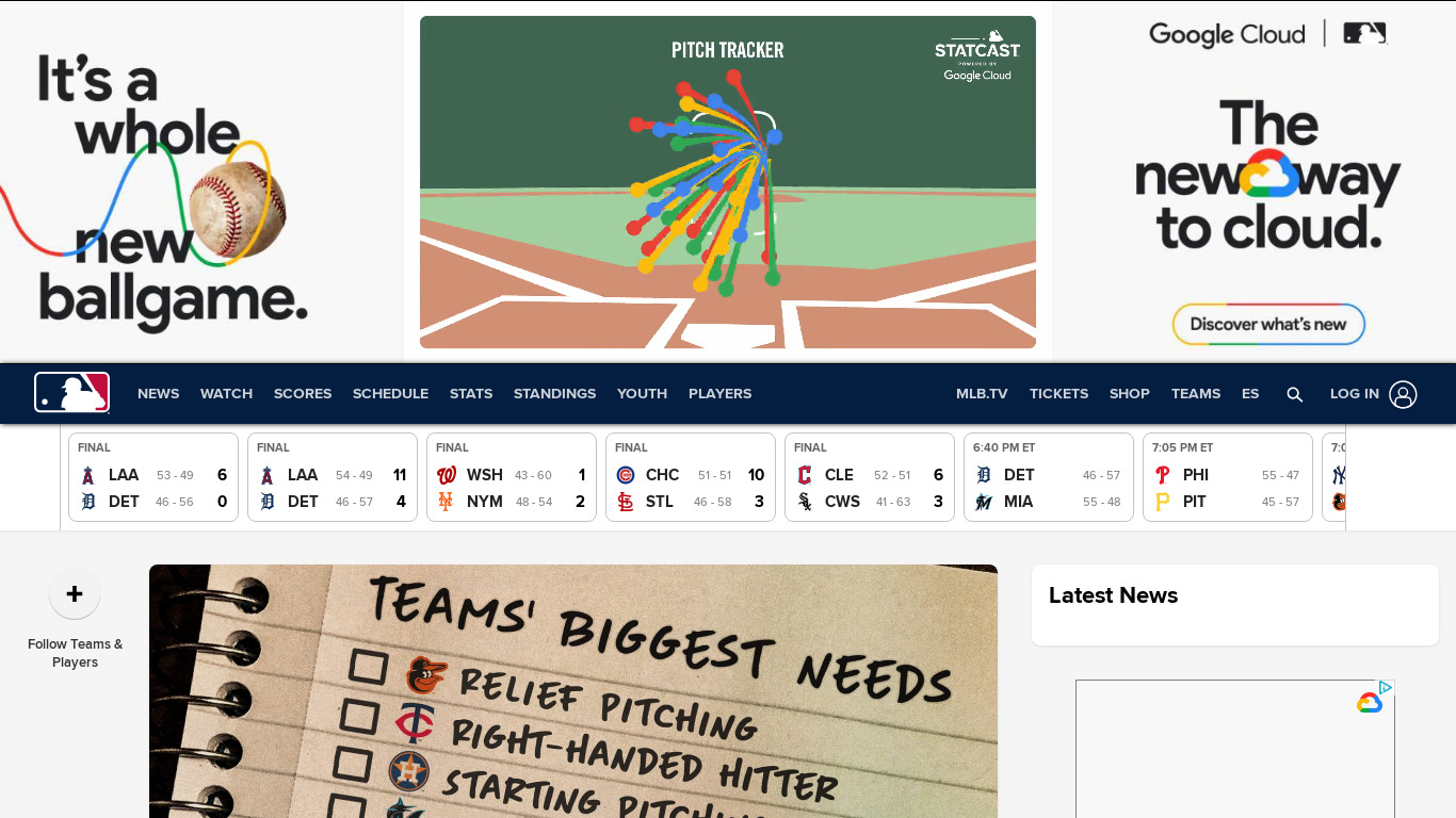 Baseball Landing page