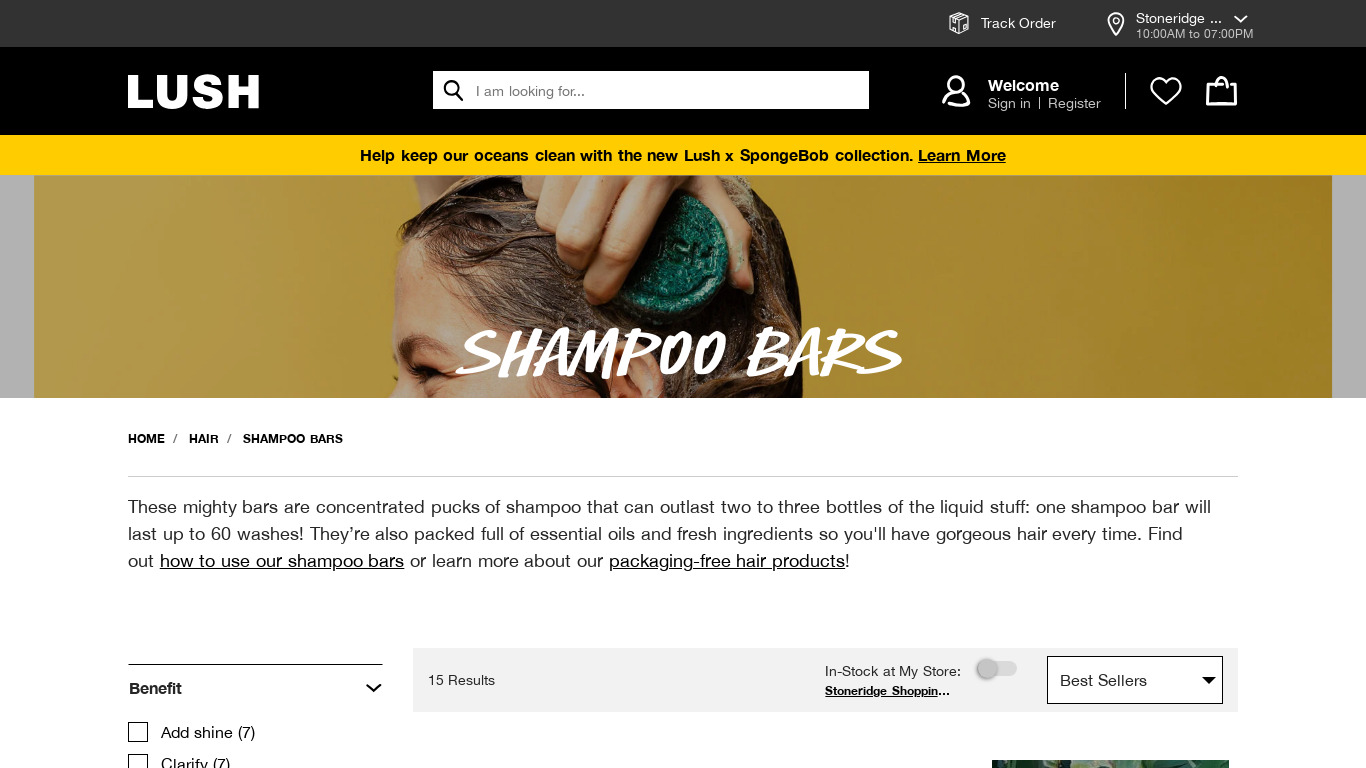 Lush Shampoo Bars Landing page