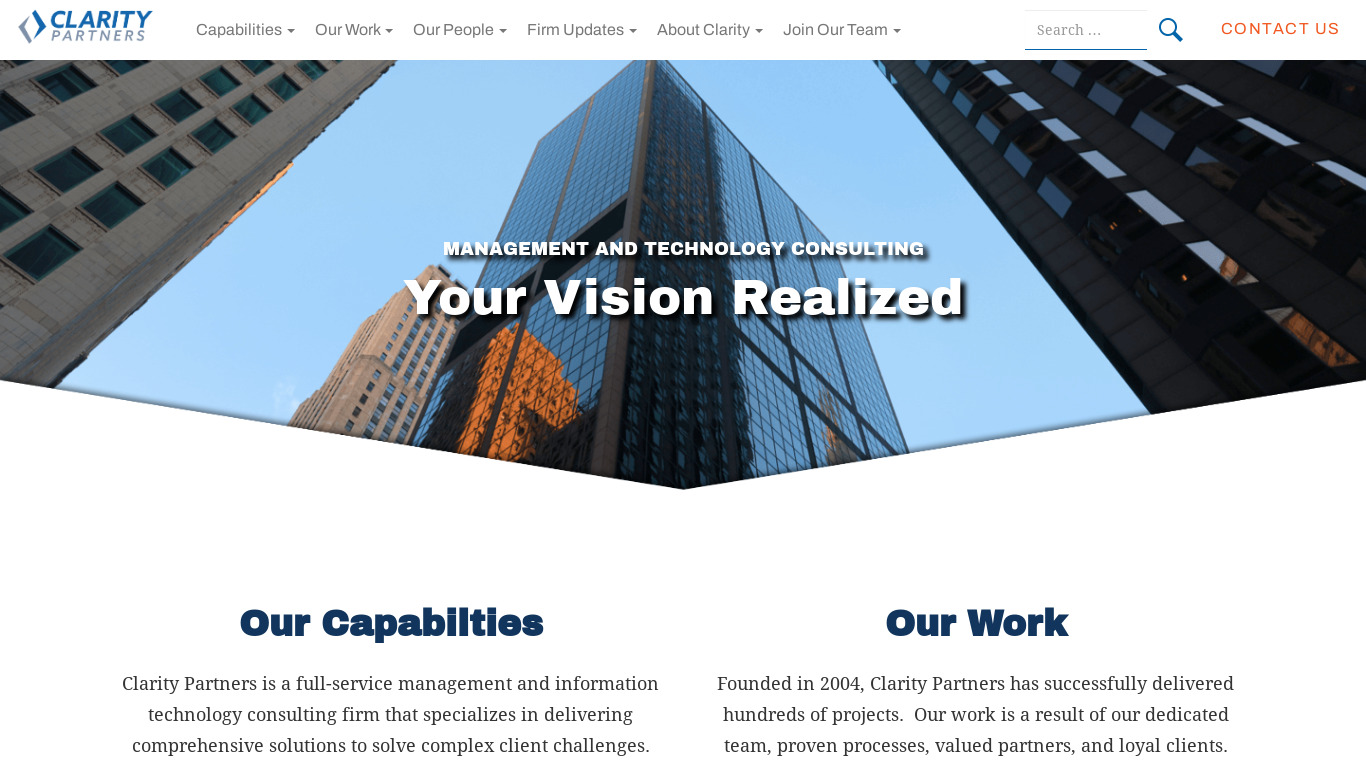 Clarity Partners Landing page