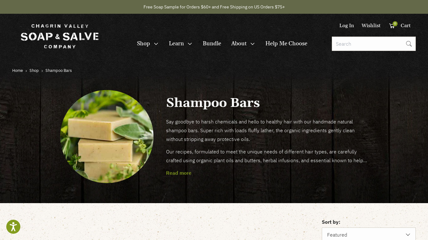 Chagrin Valley Shampoo Bars Landing page