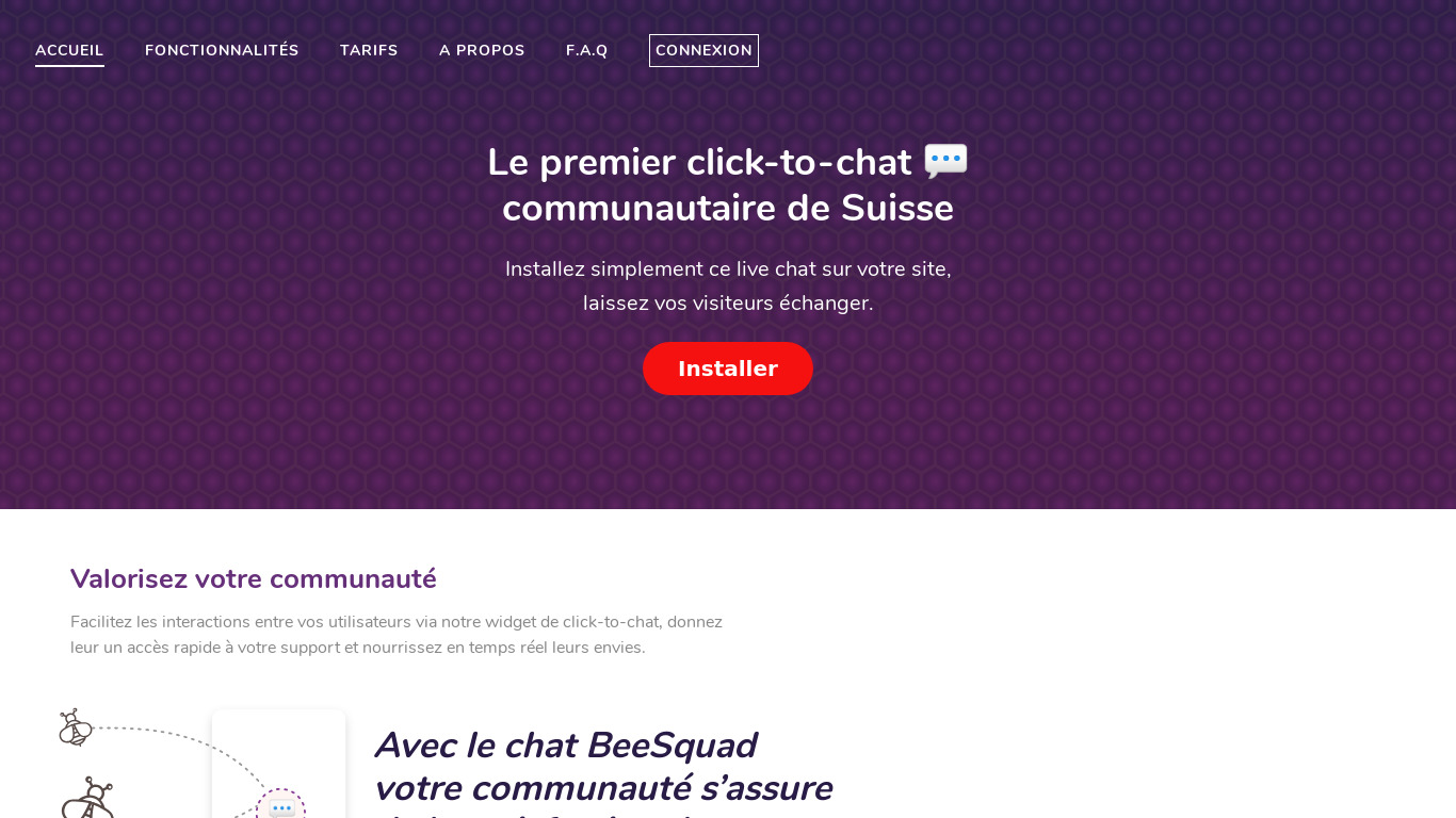 BeeSquad.ch Landing page