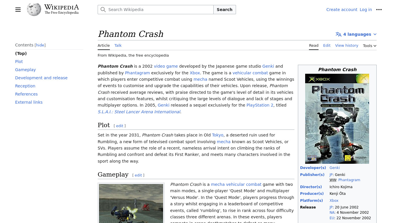 Phantom Crash Landing page