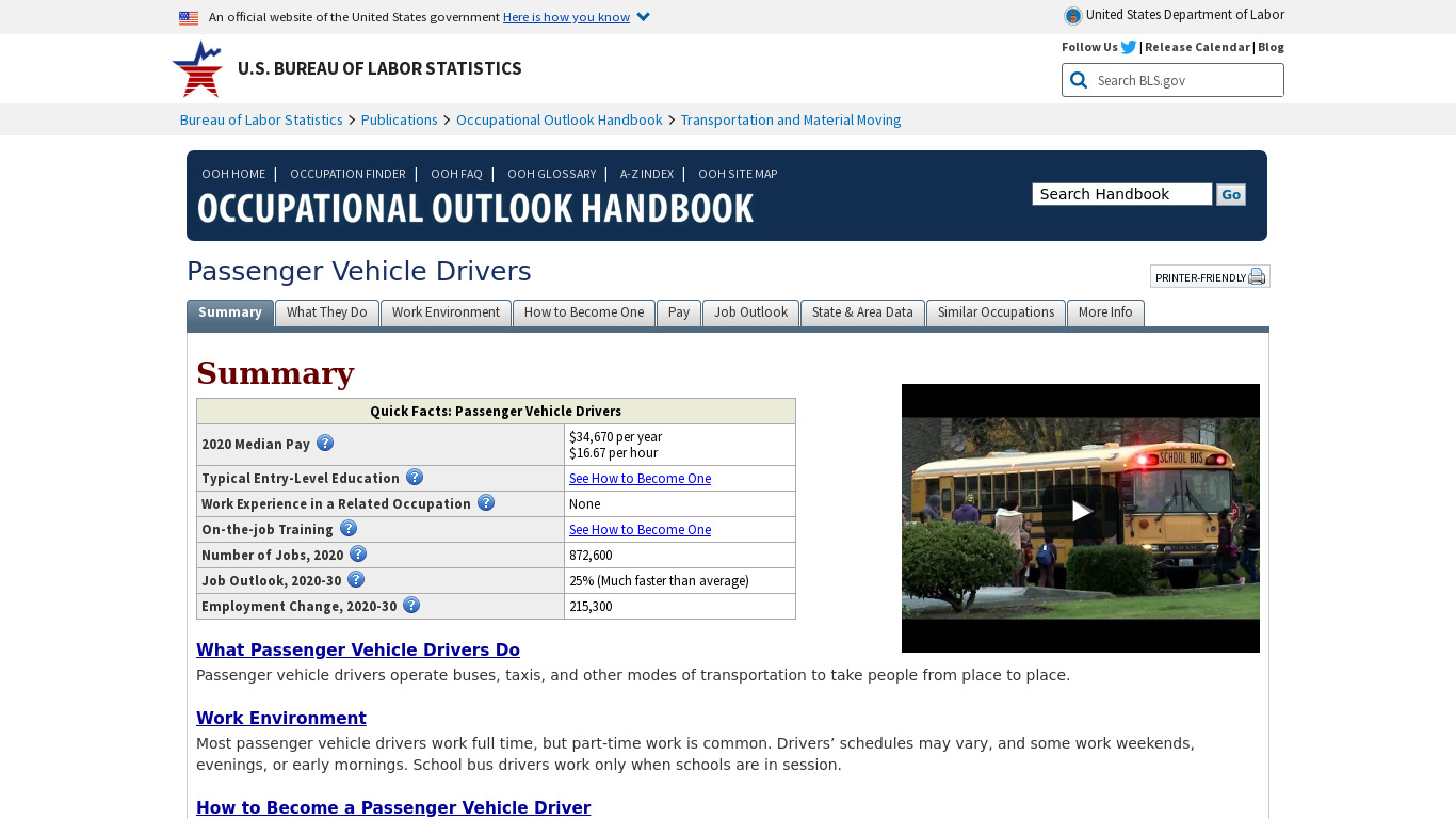 Bus Driver Landing page