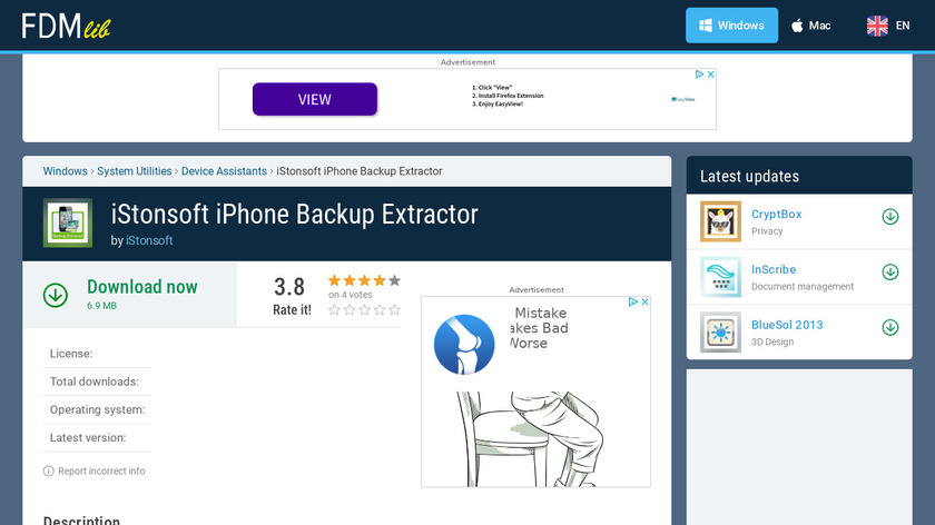 iStonsoft iPhone Backup Extractor Landing Page