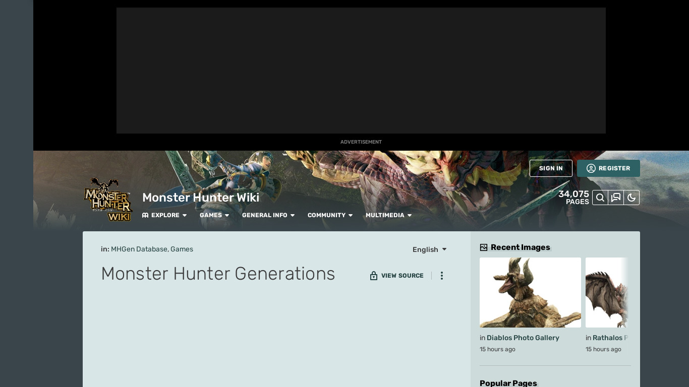 Monster Hunter Generations Landing page