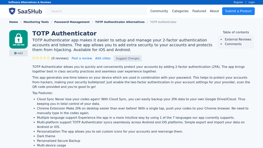 TOTP Authenticator Landing Page