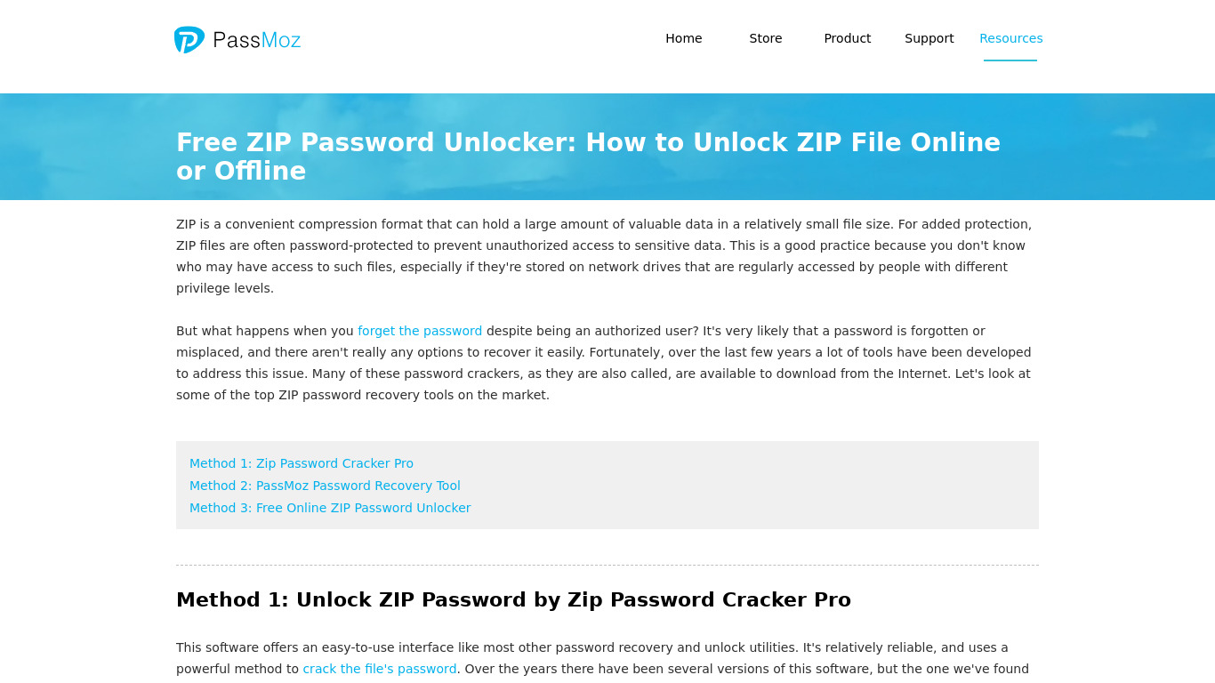 Zip Password Cracker Pro Landing page