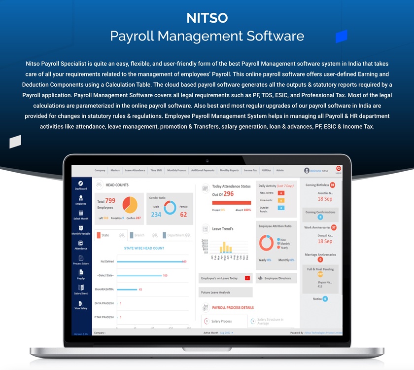 Nitso Payroll Software Landing Page