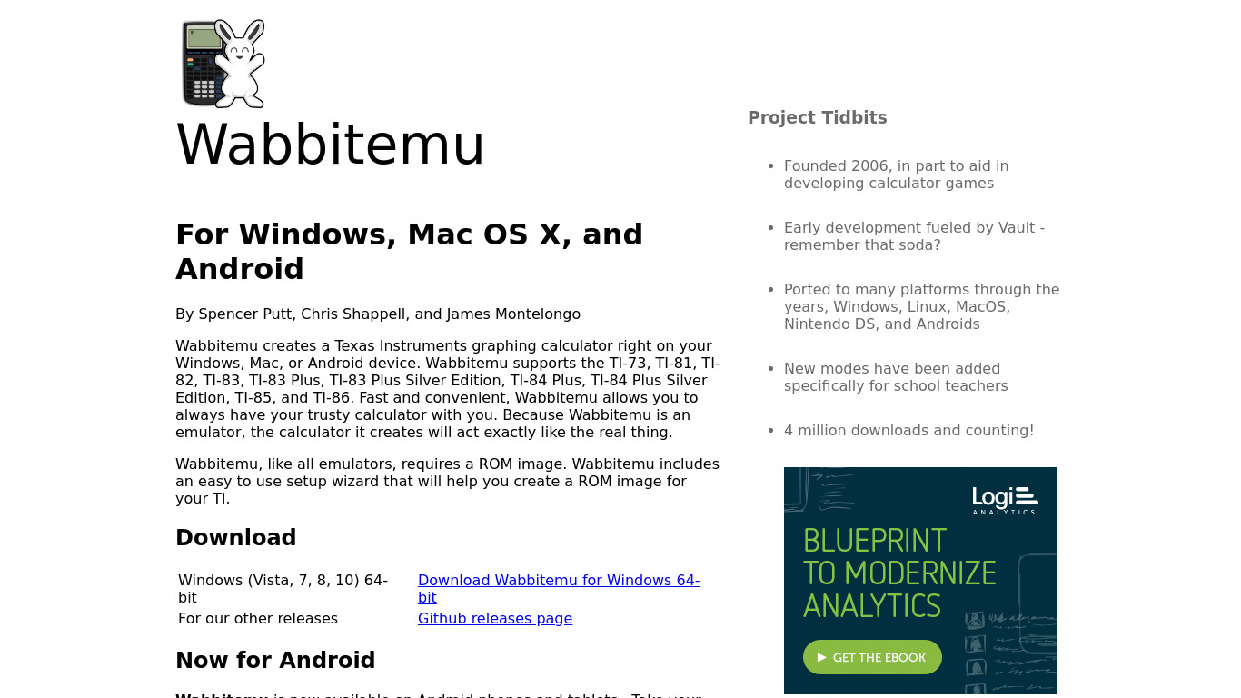 Wabbitemu Landing page