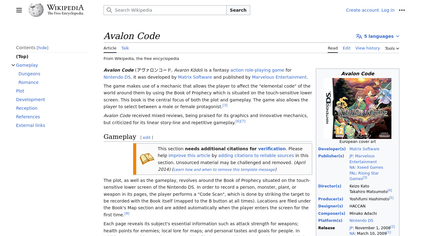 Avalon Code Landing page