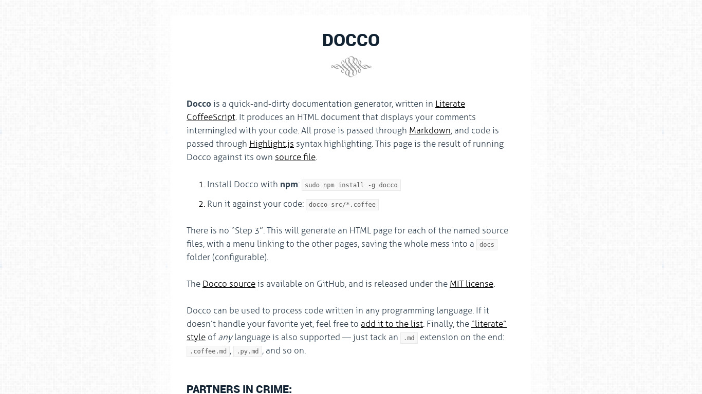 Docco Landing page
