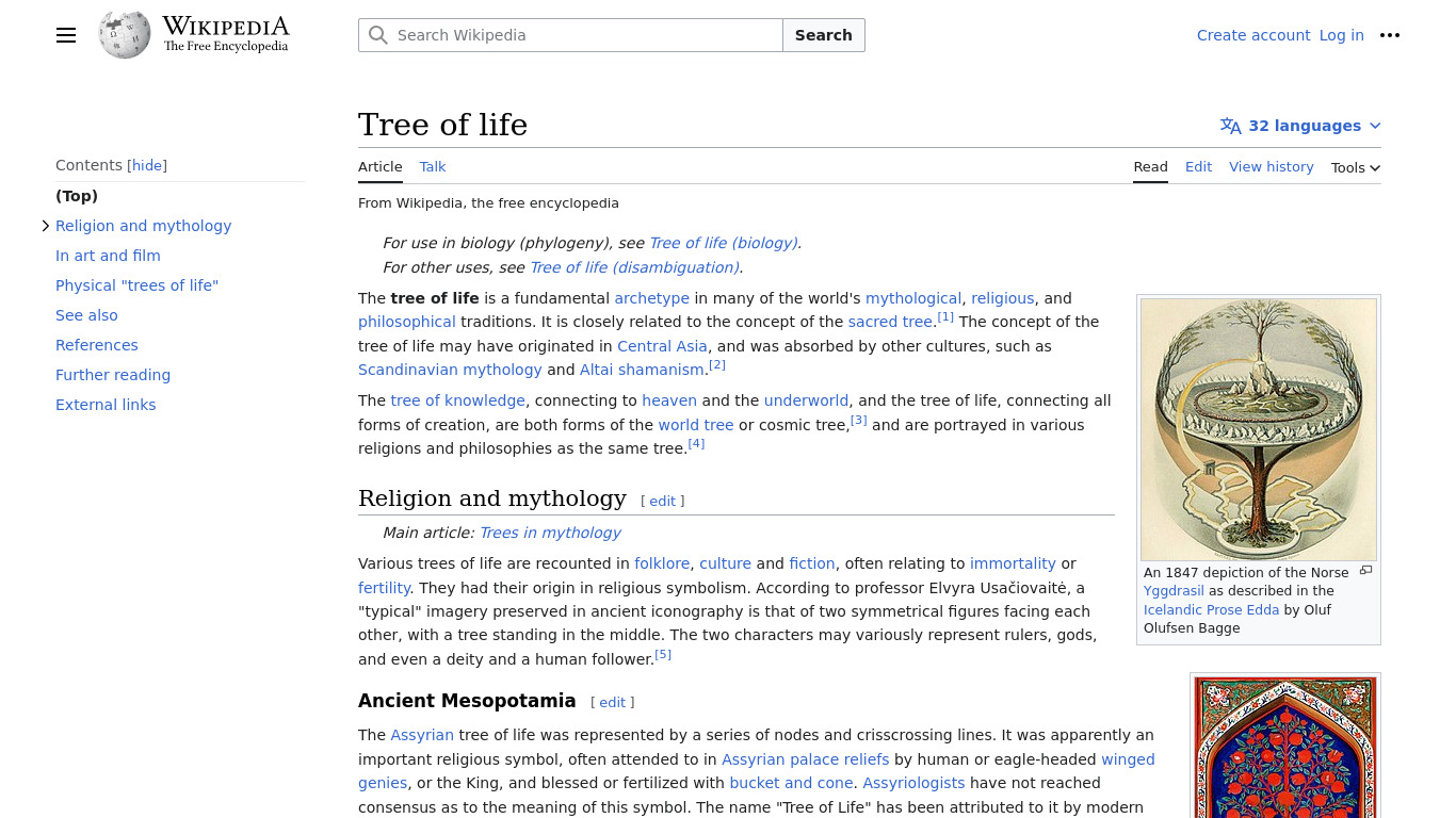 Tree of Life Landing page