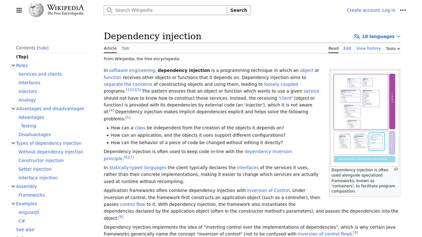 Dependency Injection Landing Page