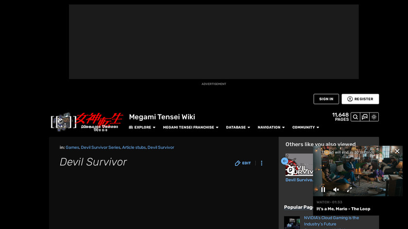 Shin Megami Tensei: Devil Survivor Landing Page