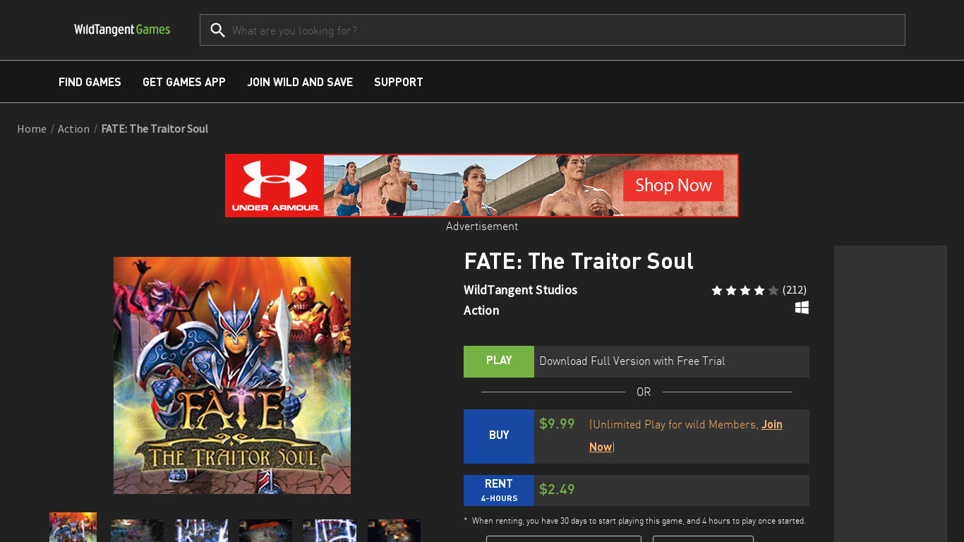 FATE: The Traitor Soul Landing page
