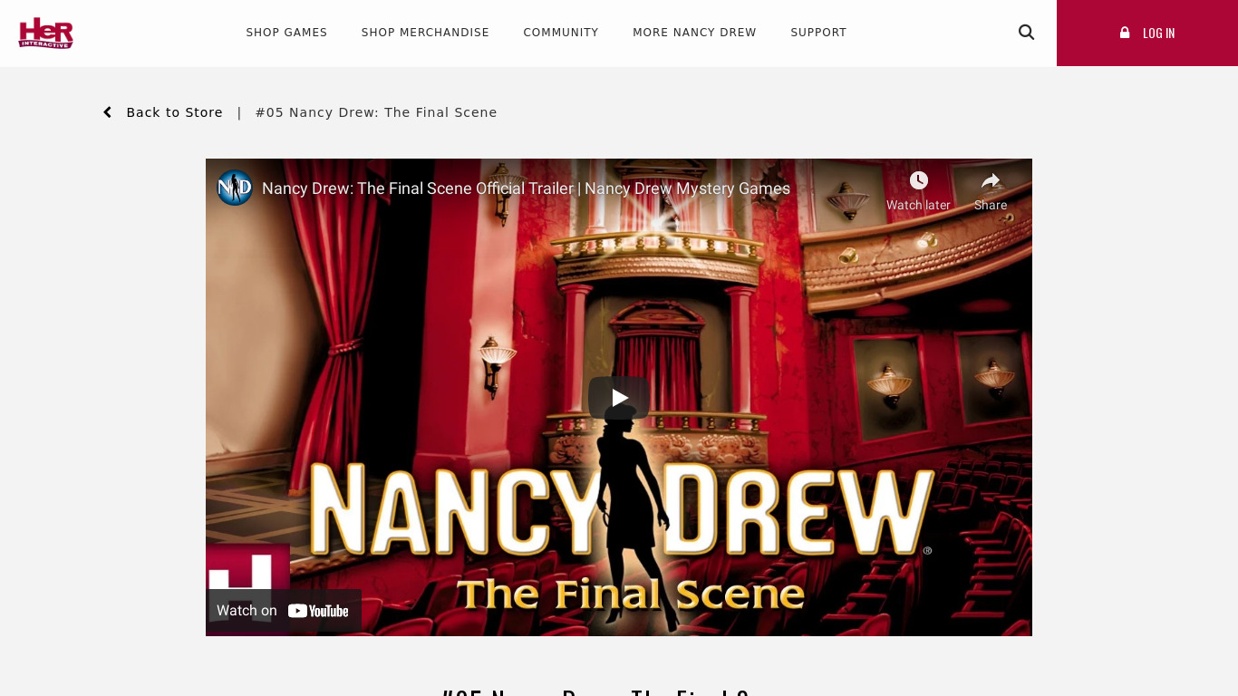 Nancy Drew: The Final Scene Landing page