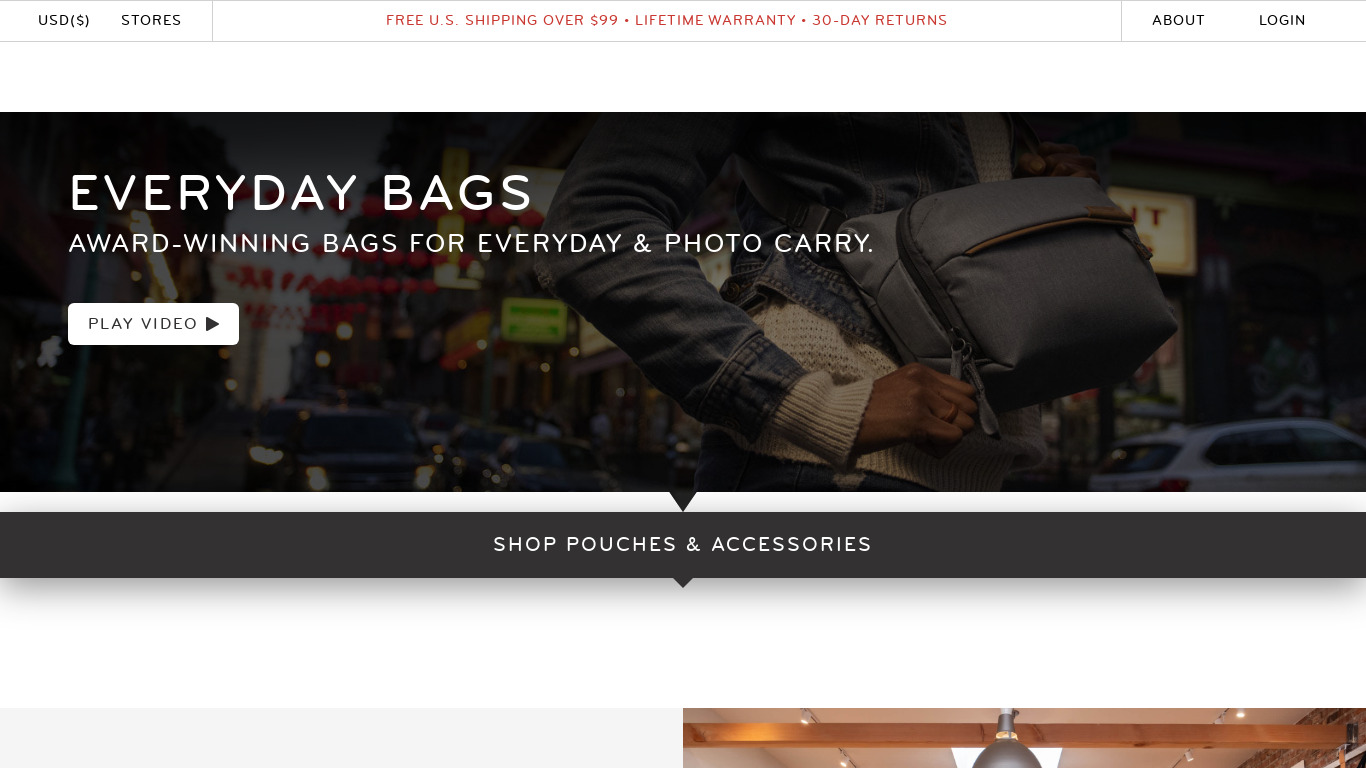 Peak Design Everyday Backpack Landing page