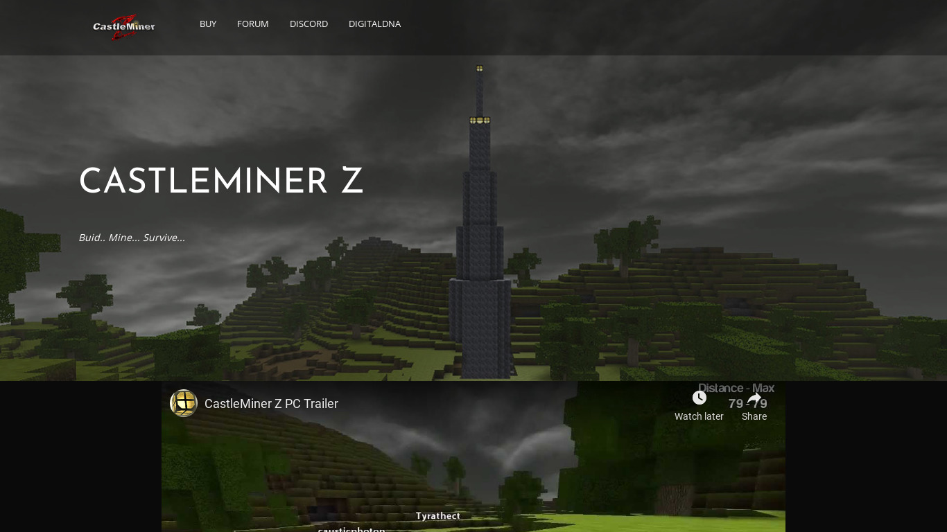 CastleMinerZ Landing page