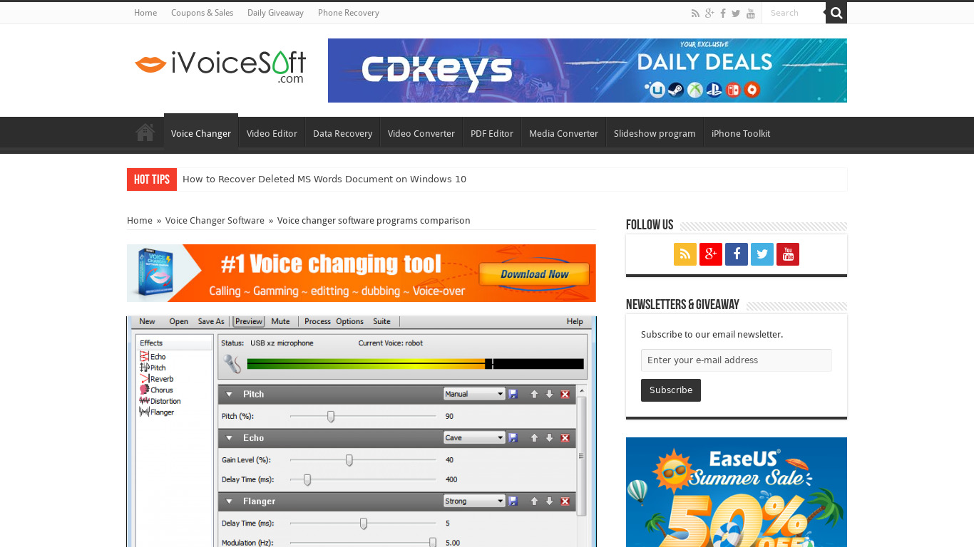 IVoice Voice Changer Landing page