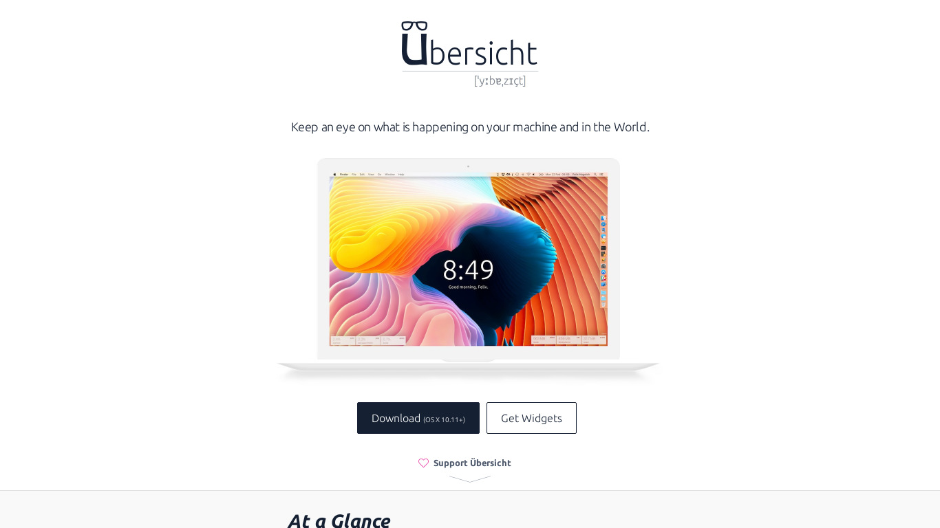 Übersicht Landing page