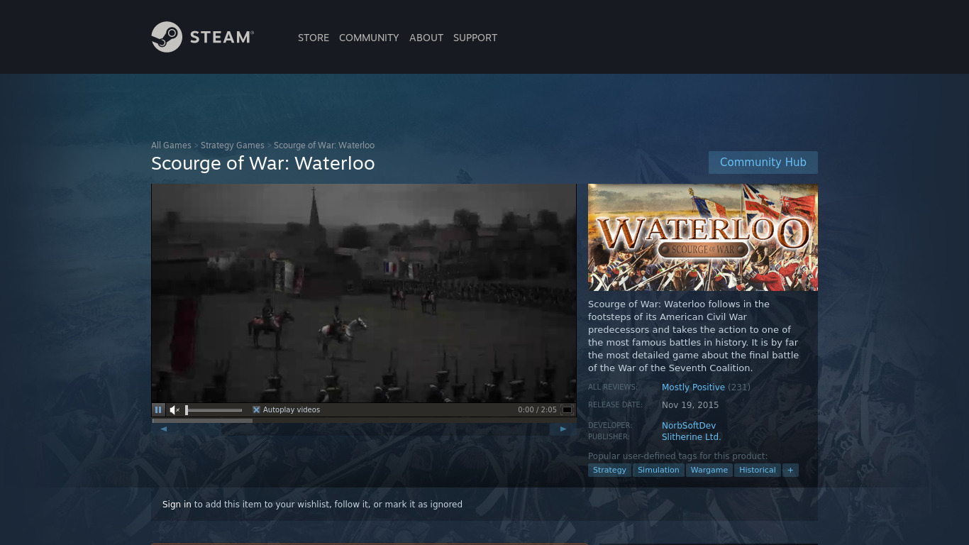 Scourge of War: Waterloo Landing page