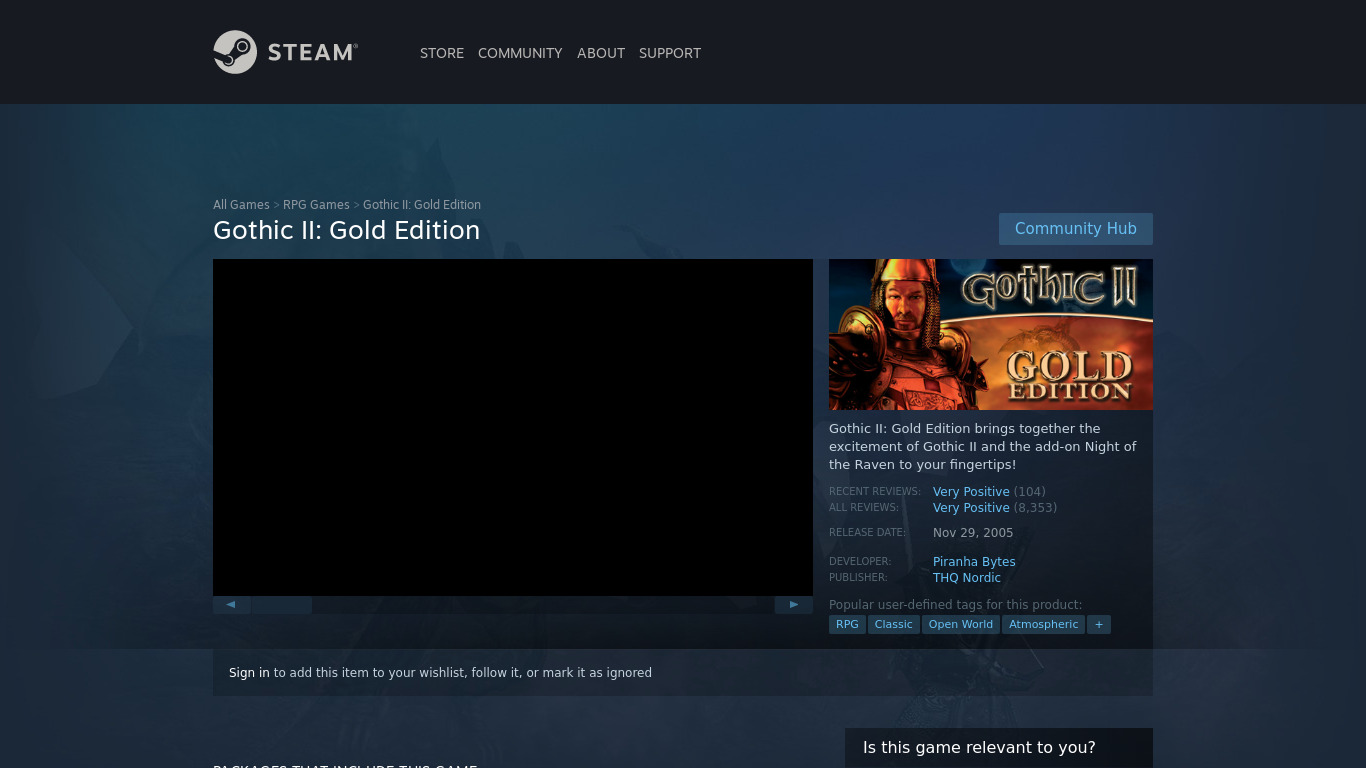 Gothic 2: Gold Edition Landing page