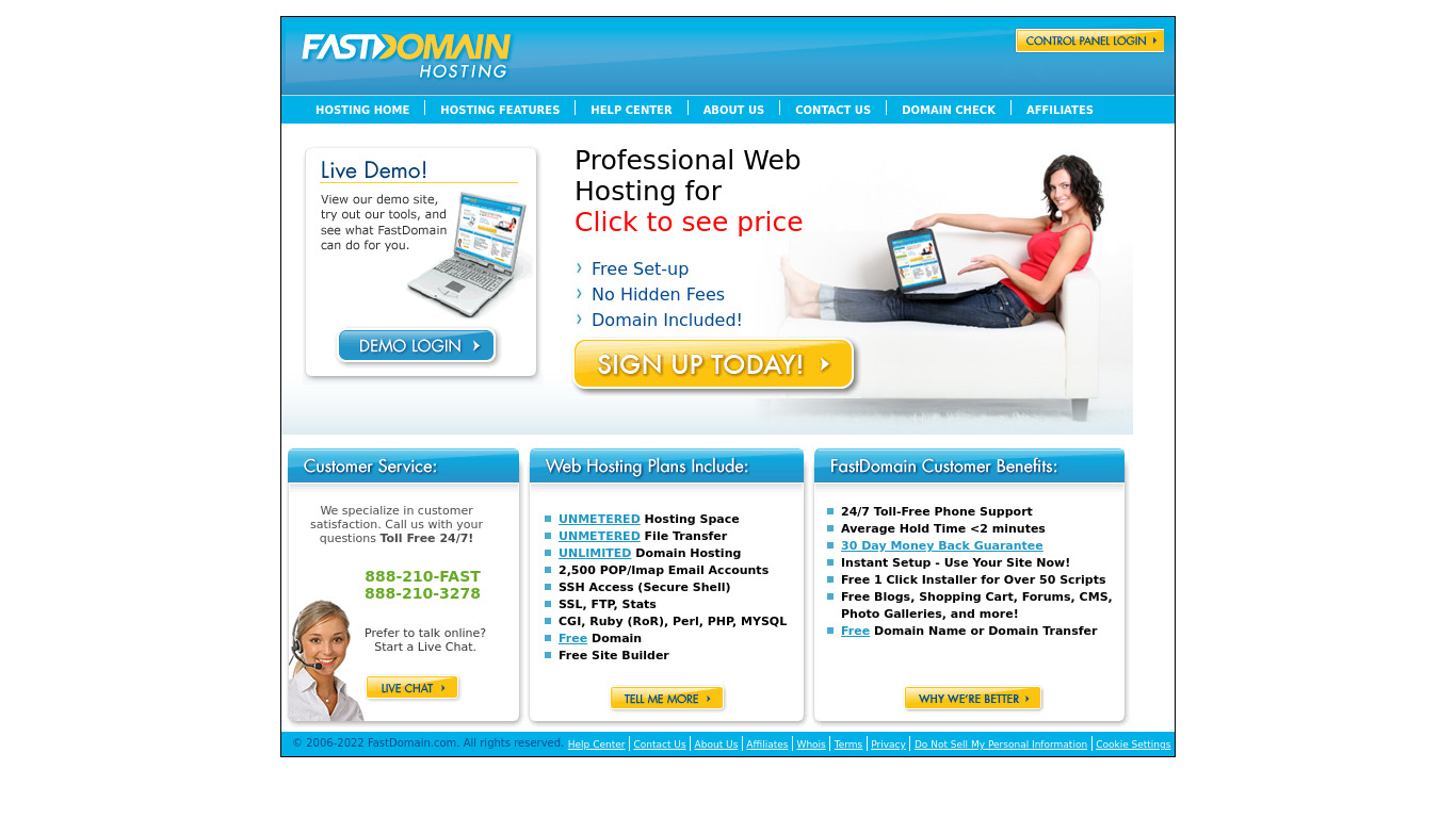 FastDomain.com Landing page