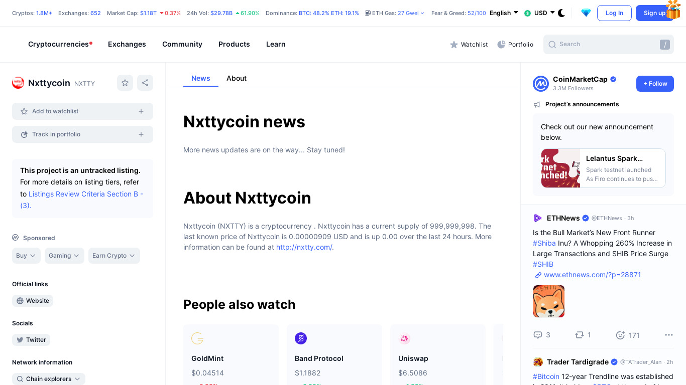 Nxtty Landing page