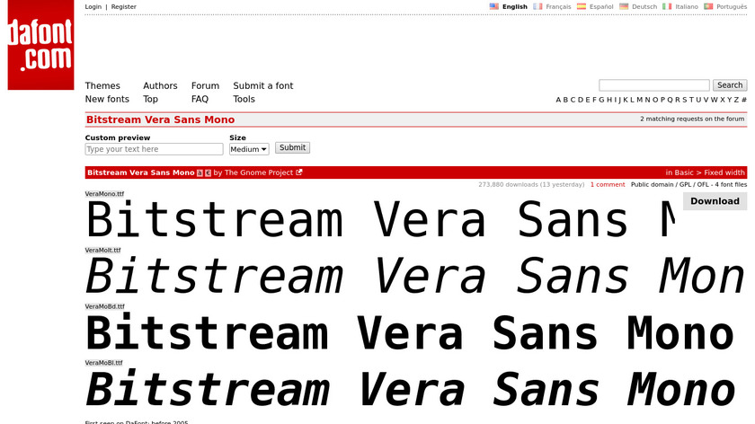 Bitstream Vera Sans Mono Landing Page
