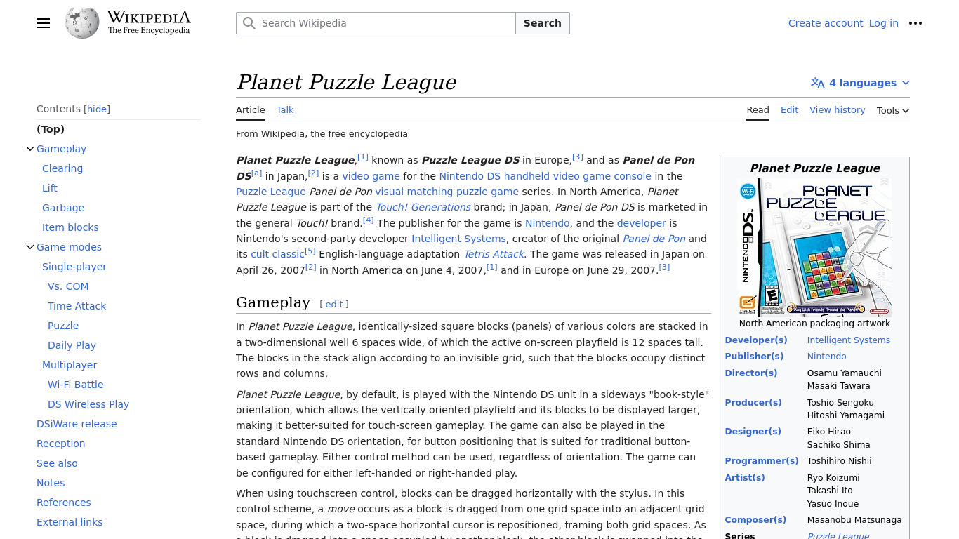 Planet Puzzle League Landing page