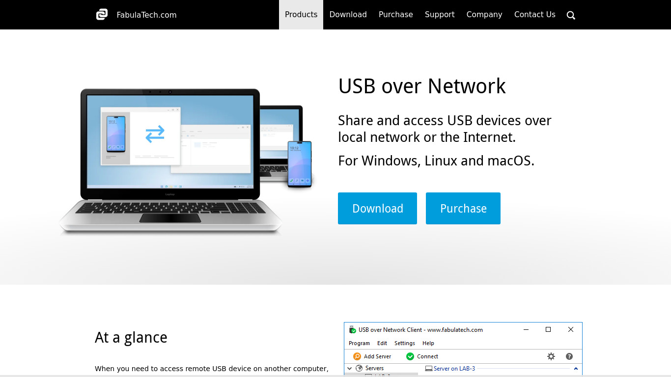 USB over Network Landing page