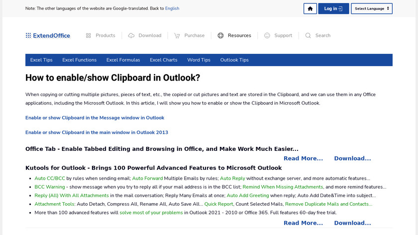 Clipboard for Microsoft Outlook Landing Page