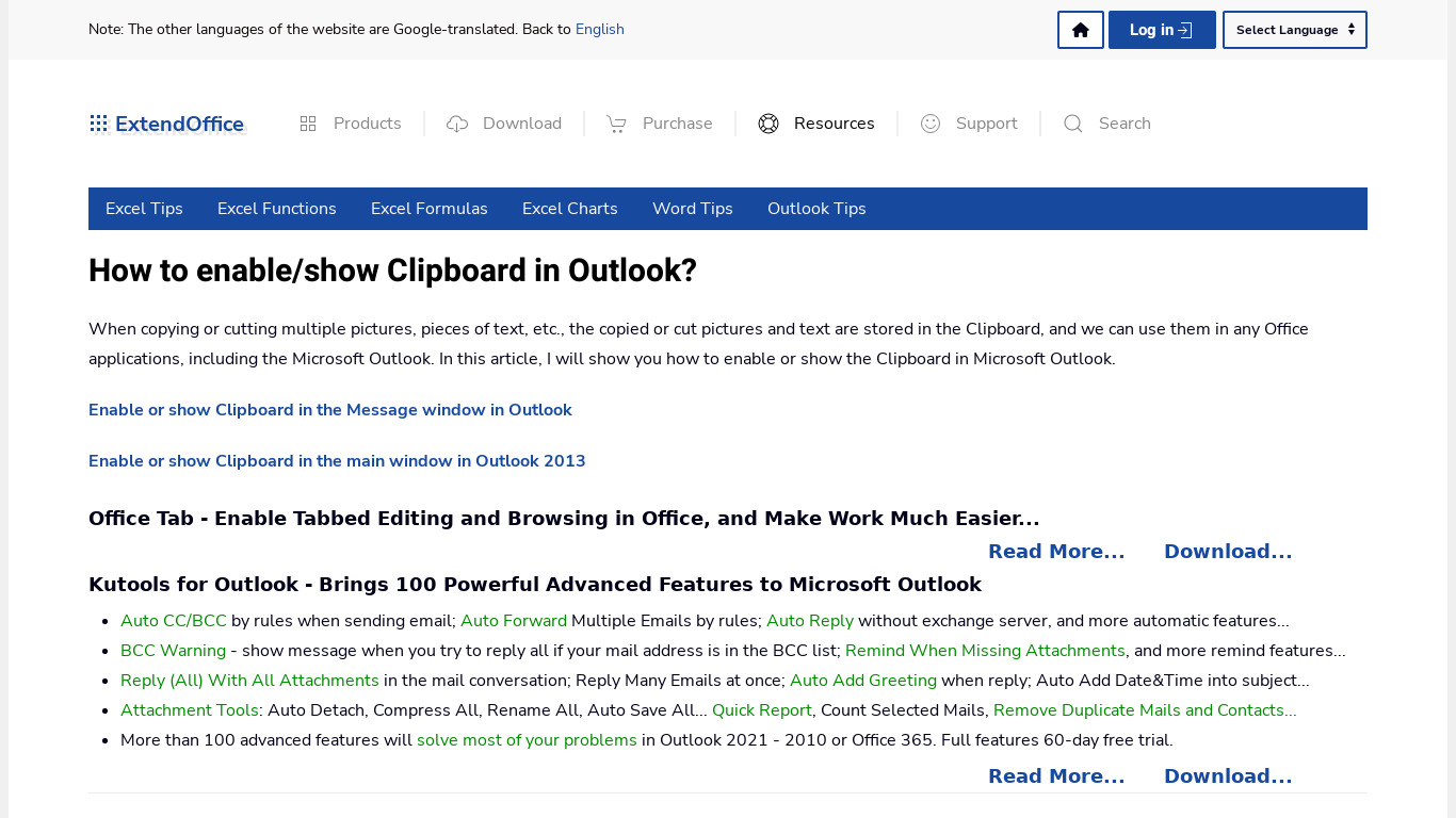 Clipboard for Microsoft Outlook Landing page