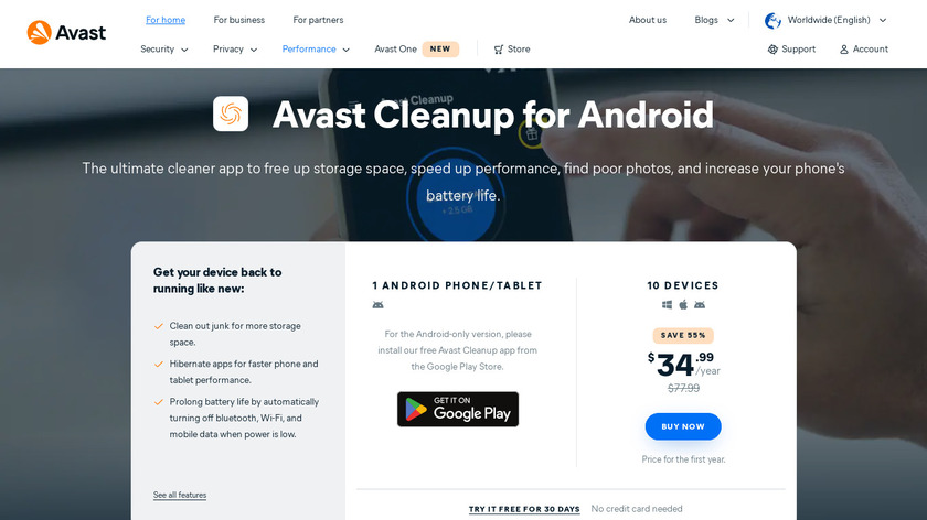 Avast Battery Saver Landing Page