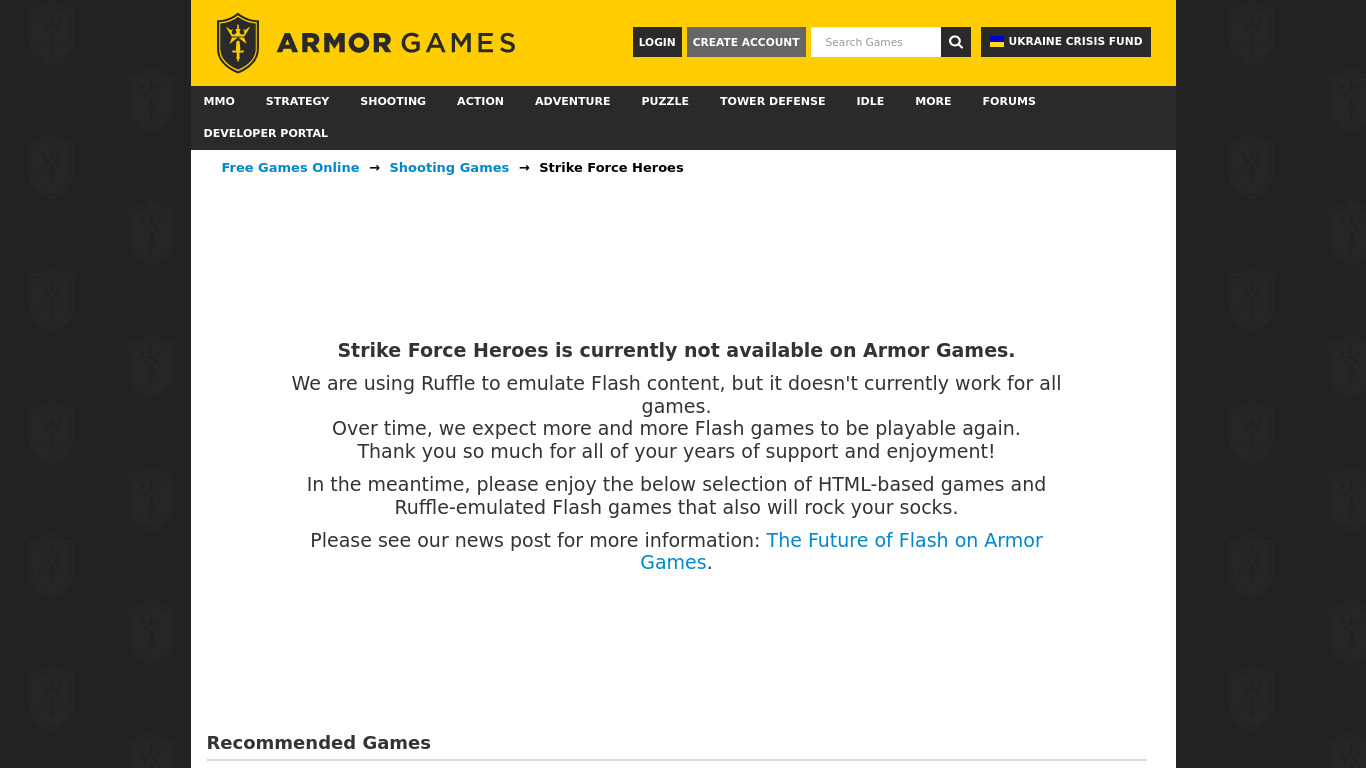 Strike Force Heroes Landing page