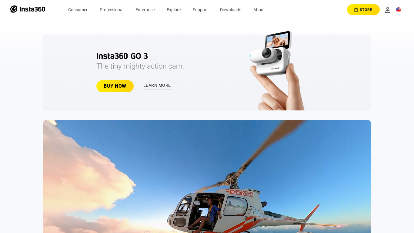 Insta360 Landing page